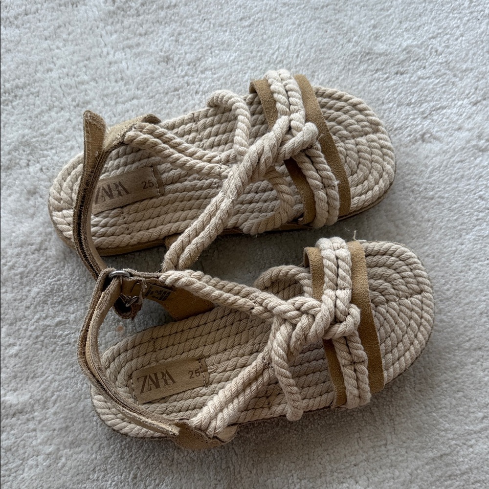 Zara Kids Natural Beige Rope Sandals